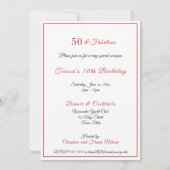 50誕生日ヴィンテージセクシーピンアップレッドドレス 招待状 (裏面)