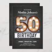 50誕生日ヴィンテージブロードウェイマーキーおもしろい 招待状 (正面/裏面)