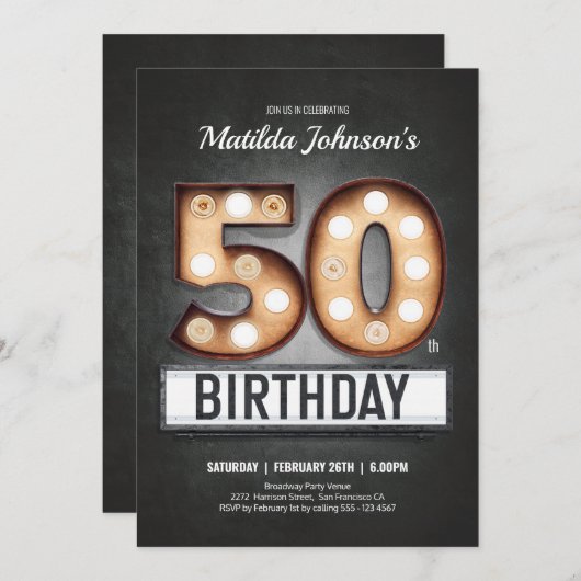 50誕生日ヴィンテージブロードウェイマーキーおもしろい 招待状