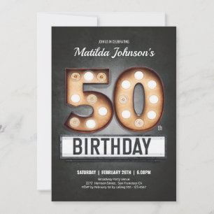50誕生日ヴィンテージブロードウェイマーキーおもしろい 招待状