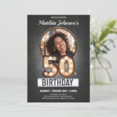 50誕生日ヴィンテージマーキーおもしろいカスタム写真 招待状 (スタンド正面)