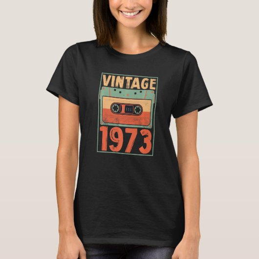 50誕生日ヴィンテージ1973カセットテープ50年 Tシャツ (正面)