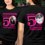 50誕生日両面写真名ピンク文字 トライブレンドTシャツ<br><div class="desc">幸せな50誕生日ピンクの文字、名前と2つの写真Tシャツ。おもしろいの両面50番目のパーソナライズされた写真tシャツはホットピンクはっきりしたで文字デザインある。このバースデーシャツをパーソナライズするには、フロントとバックの両方の番号0の中央の誕生日の女の子の写真を持つ。ピンク素晴らしのマイルストーン50誕生日パーティーお祝いにいくつかのおもしろいを追加するためのアイディア。他の一致するアイテムと色のオプションを使用できる。独占的デザインby Sarah Trett for www.mylittleeden.com</div>