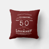 50誕生日伝説の赤いヴィンテージ名伝説 クッション (裏面)