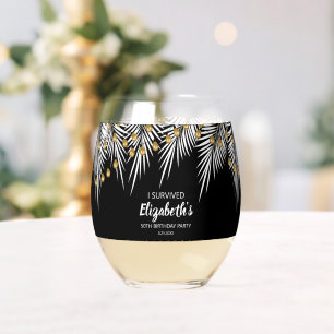 50誕生日優先飲み物用品セット ステムなしワイングラス