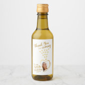 50誕生日写真白と金ゴールドありがとう ワインラベル (正面)