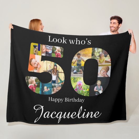 50誕生日写真集パーソナライズされた フリースブランケット (インサイチュ)