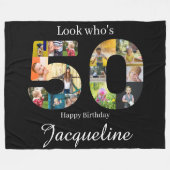 50誕生日写真集パーソナライズされた フリースブランケット (正面(横))