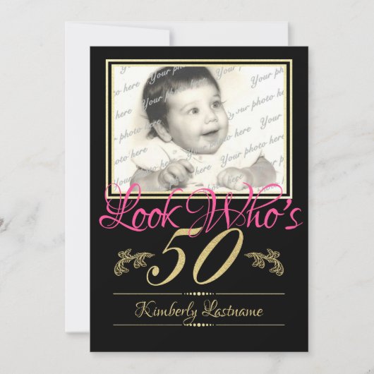 50誕生日写真 招待状 (正面)