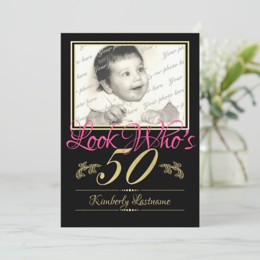 50誕生日写真 招待状 (スタンド正面)