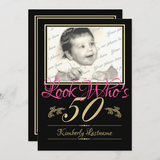 50誕生日写真 招待状 (正面/裏面)