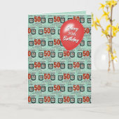 50誕生日古いファッションドグリーンスタンプ カード (黄色い花)