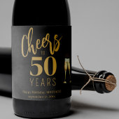 50誕生日名パーソナライズされた応援金ゴールド黒 スパークリングワインラベル