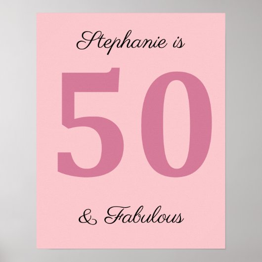 50誕生日名ピンク50と素晴らしい上品 ポスター (正面)