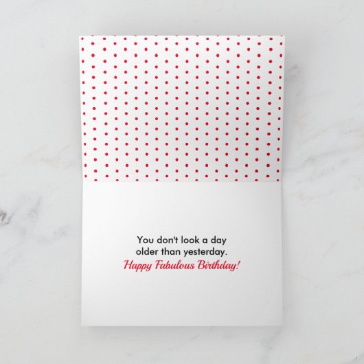 50誕生日名写真50と素晴らしい赤の白 カード (内部)