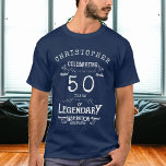 50誕生日名前を追加する伝説の青い凡例 Tシャツ<br><div class="desc">彼らの祝誕生日のために、私たちは理想的な誕生日パーティーTシャツとヴィンテージを持って感じいる。白いヴィンテージタイポグラフィデザインを持つ青い背景シンプルはレトロエレガントな背景で感じある。提供さカスタマイズれたテンプレートを使用して容易に文字。一致する誕生日の贈り物と用品については、店で参照。</div>