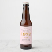 50誕生日名1972ピンクグレーシエレガントック ビールラベル (正面)