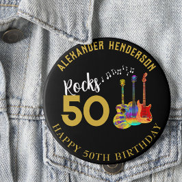50誕生日名Guitars Music Rock 50 缶バッジ