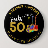 50誕生日名Guitars Music Rock 50 缶バッジ (正面)