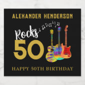 50誕生日名Guitars Music Rocks 50 ビールラベル (シングルラベル)