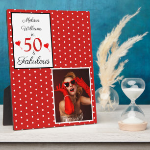 50誕生日名Photo Red 50とFabulous W Red フォトプラーク