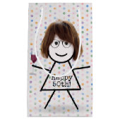 50誕生日向けワインで女の子をスティック スモールペーパーバッグ (正面)