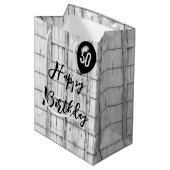 50誕生日対称素朴木目パターン ミディアムペーパーバッグ (正面アングル)