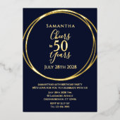 50誕生日応援から50年パーティー海軍金ゴールド 箔招待状 (正面)