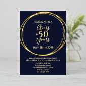 50誕生日応援から50年パーティー海軍金ゴールド 箔招待状 (立ち正面)