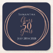 50誕生日応援から50年海軍バラ金ゴールド スクエアペーパーコースター (正面)