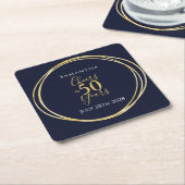 50誕生日応援から50年海軍金ゴールドパーティー スクエアペーパーコースター (アングル)