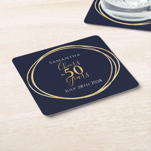 50誕生日応援から50年海軍金ゴールドパーティー スクエアペーパーコースター (アングル)