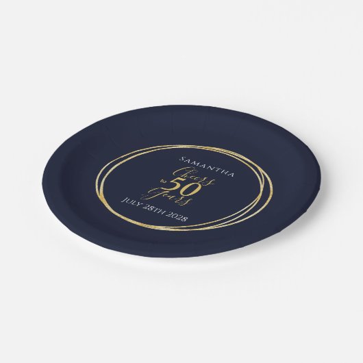 50誕生日応援から50年海軍金ゴールドパーティー ペーパープレート (アングル)