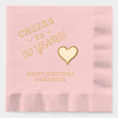 50誕生日応援ハート名Any Age 箔ナプキン (正面)