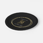 50誕生日応援～50年ブラック金ゴールドパーティー ペーパープレート (アングル)