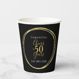 50誕生日応援～50年ブラック金ゴールドパーティー 紙コップ
