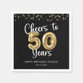 50誕生日応援~50年ブラック金ゴールド スタンダードカクテルナプキン (正面)