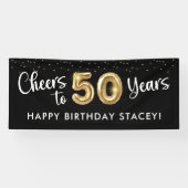50誕生日応援~50年ブラック金ゴールド 横断幕 (横)