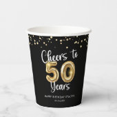 50誕生日応援~50年ブラック金ゴールド 紙コップ (裏面)