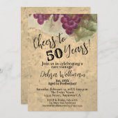 50誕生日応援～50年ヴィンテージ 素朴 招待状 (正面/裏面)