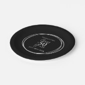 50誕生日応援～50年黒銀 ペーパープレート (アングル)