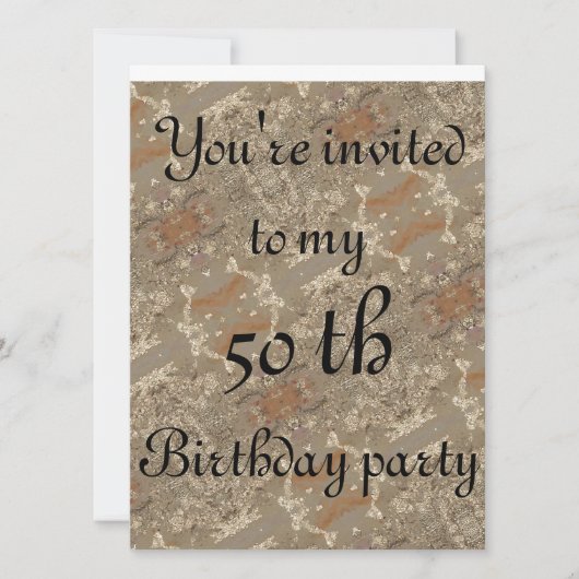 50誕生日抽象芸術黄金の模様 招待状 (正面)
