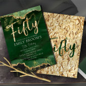 50誕生日招待状エメラルドグリーンと金ゴールド 招待状