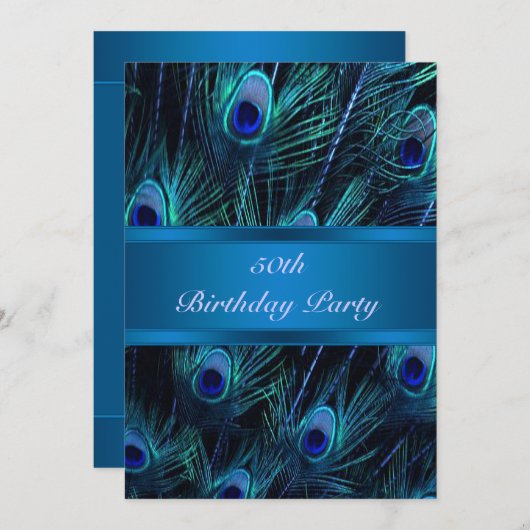 50誕生日招待状ピーコック50誕生日 招待状 (正面/裏面)