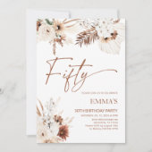 50誕生日招待状ボホパンパス 招待状 (正面)