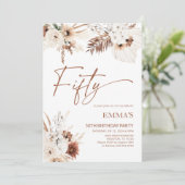 50誕生日招待状ボホパンパス 招待状 (スタンド正面)