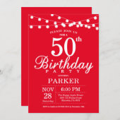 50誕生日招待状レッド 招待状 (正面/裏面)