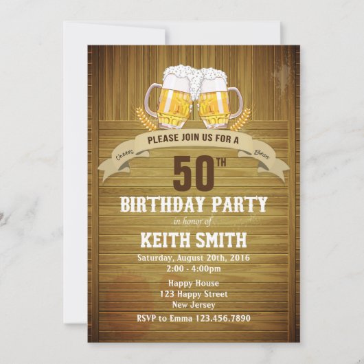 50誕生日招待状 – 任意の年齢 招待状 (正面)