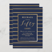 50誕生日招待状-金ゴールドエレガント, 招待状 (正面/裏面)