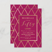 50誕生日招待状-金ゴールド、エレガントトレンディー 招待状 (正面/裏面)